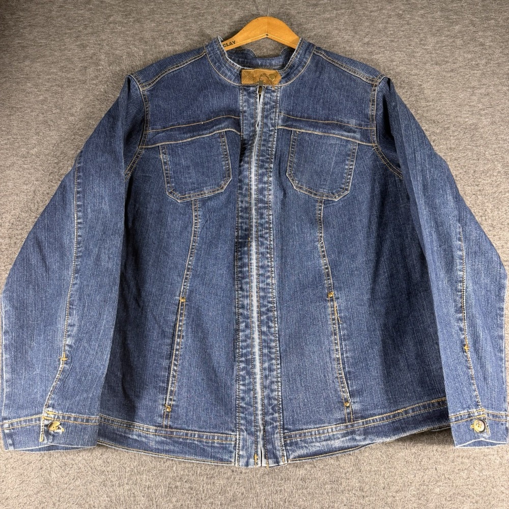 Vintage I.B. Diffusion Denim Jean Jacket Womens 1X Full Zip SouthWest Cowgirl